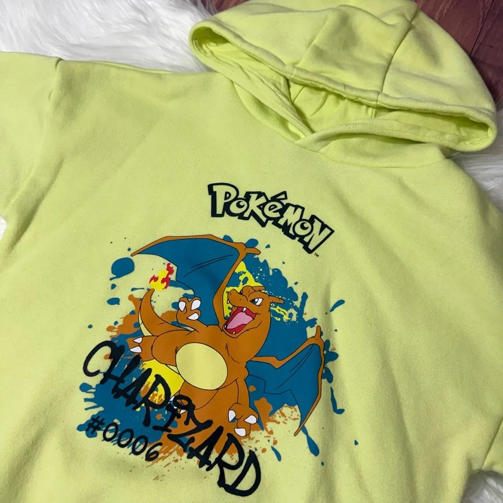Pokemon Charizard Neon Yellow Graphic Hoodie - Boys Size 8-9 Yrs